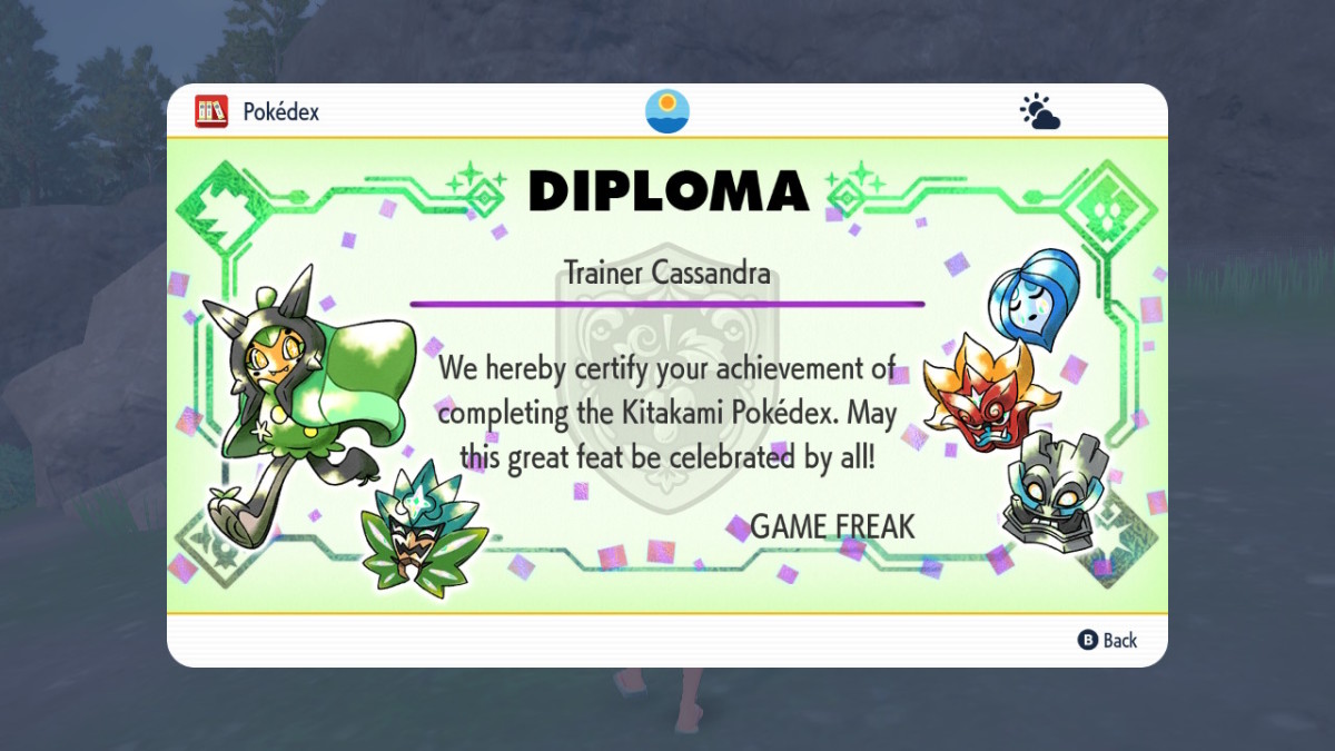Pokemon SV DLC Pokedex diploma